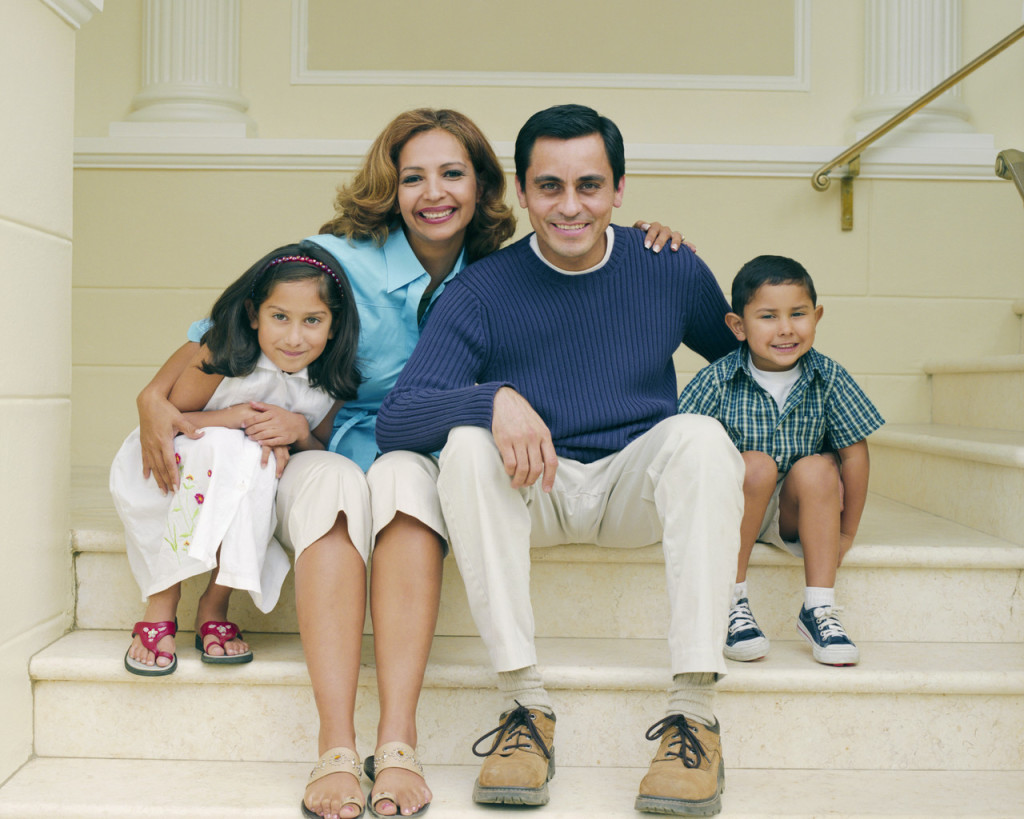 Portrait of Smiling Family on Steps